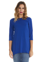 blue silky tunic top to wear with a skirt