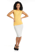 yellow cotton sleeveless layering shirt