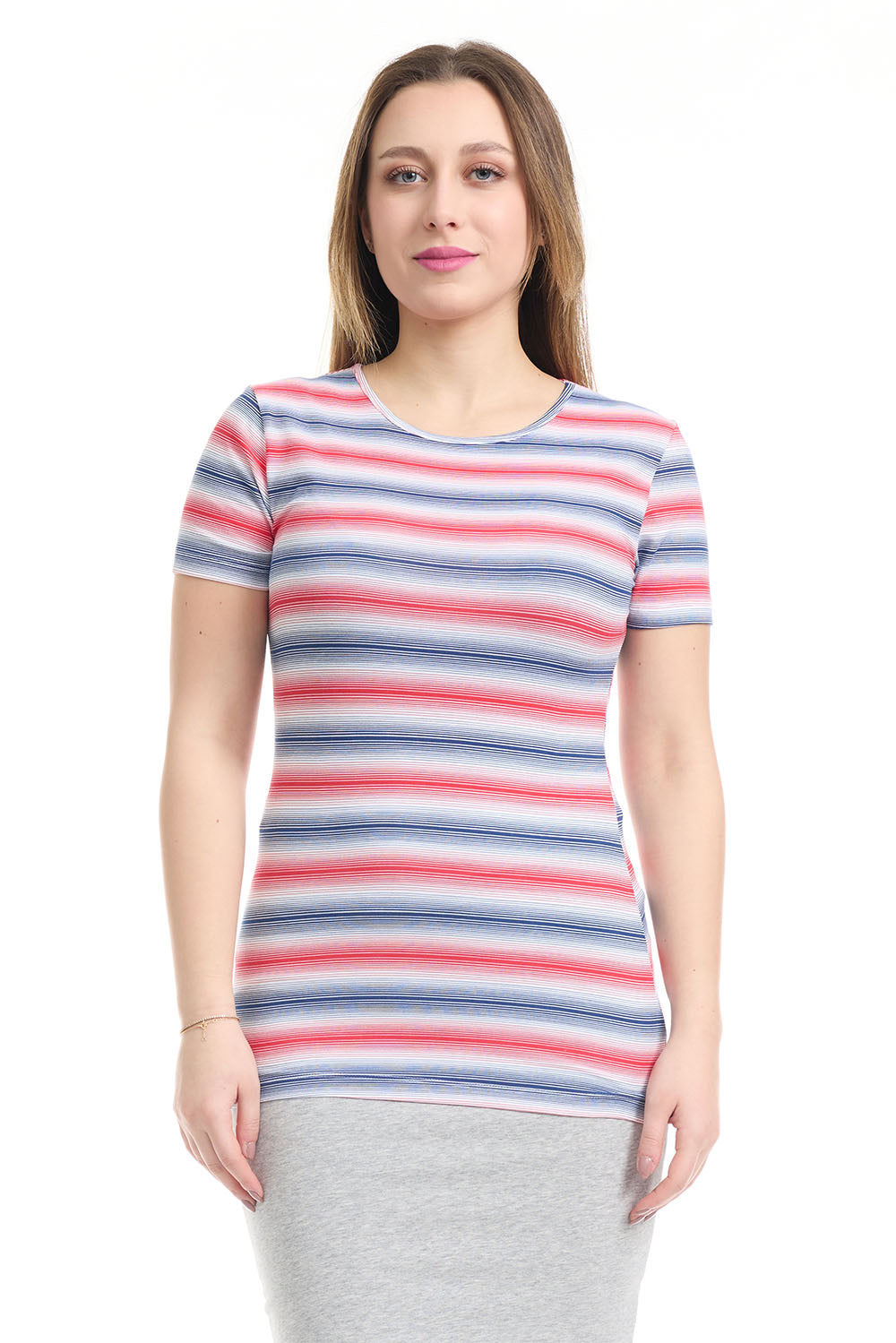 cotton tee with red white and blue stripes
