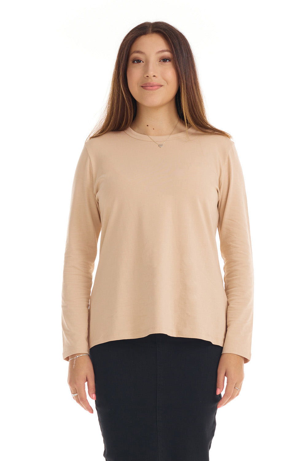 tan color basic loose cotton shirt for women 
