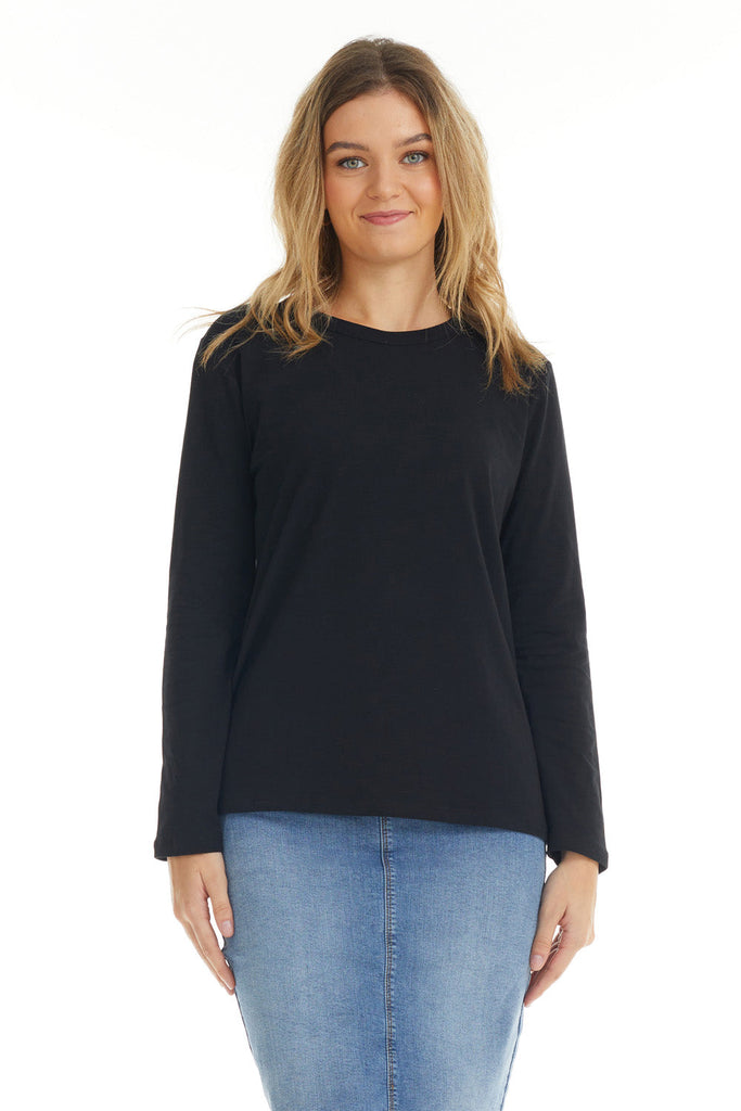 black basic loose cotton shirt for women 