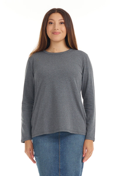 Raw Edge Long Sleeve Top - Charcoal Grey – True Blue Designs