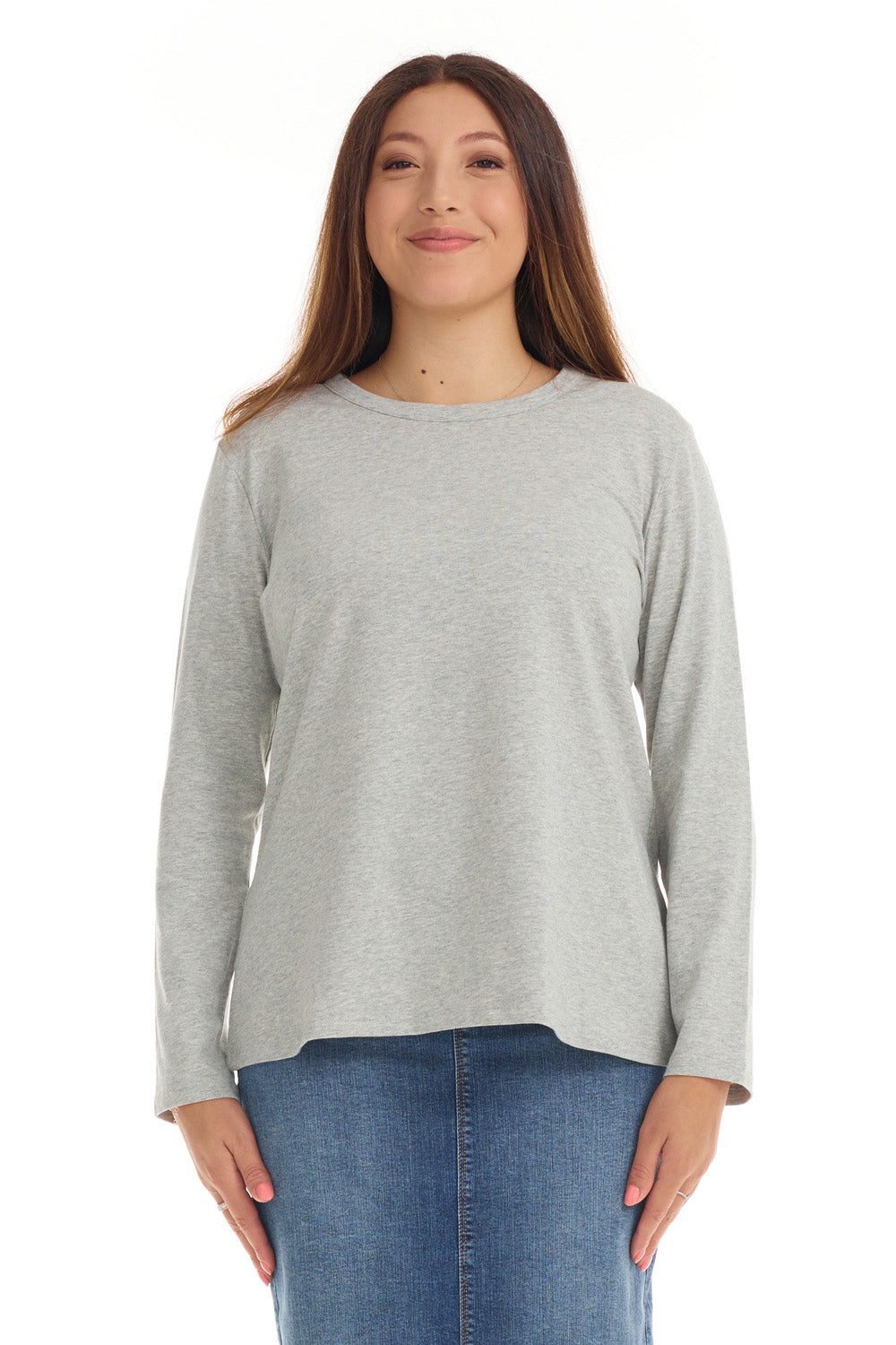light gray basic loose cotton shirt for women 