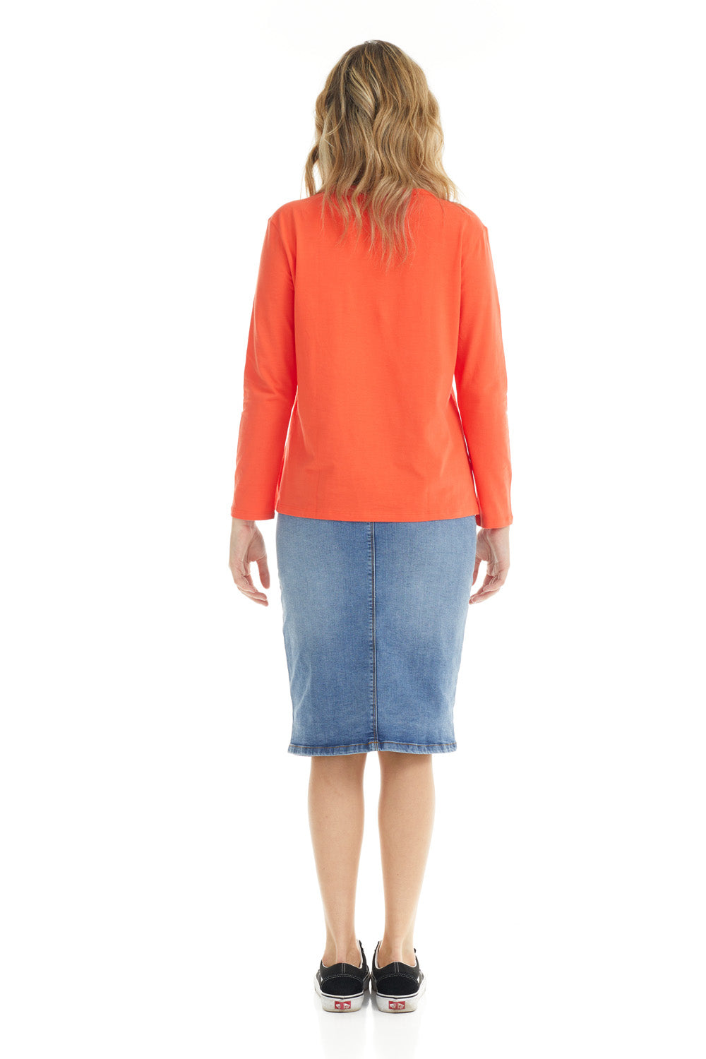 orange loose cotton shirt for women 