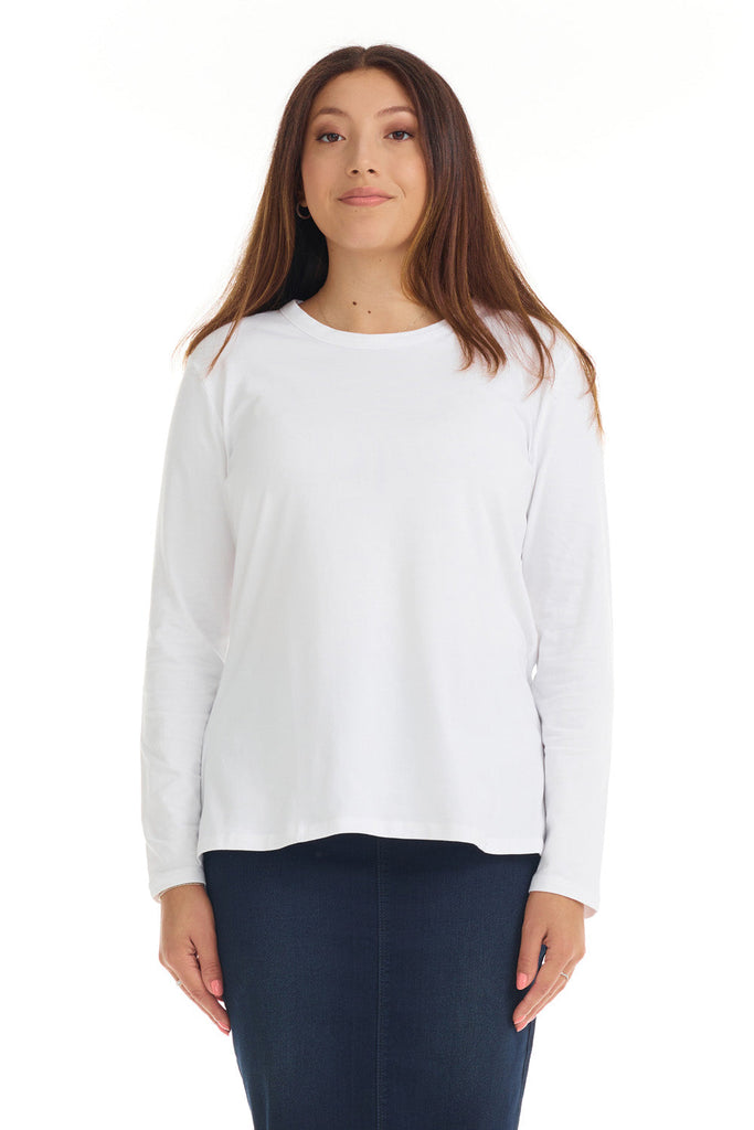 white basic loose cotton shirt for women 
