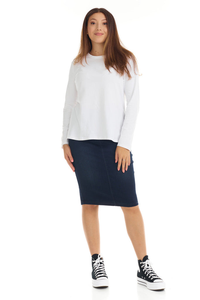 white cotton long sleeve top for women