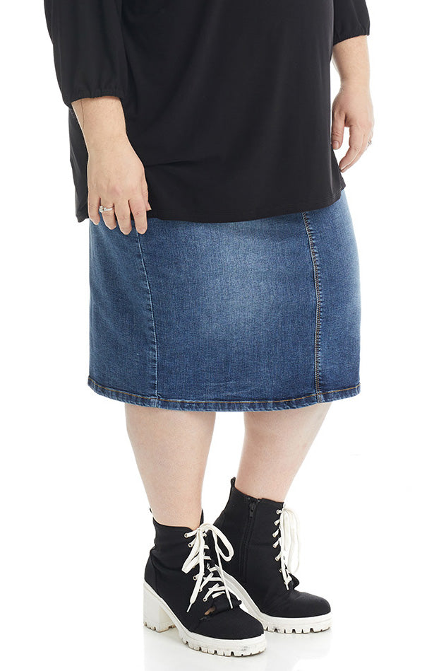 Good American Denim Pencil Skirt Womens 6 Knee Length Slit Hem Pockets  Stretch | eBay