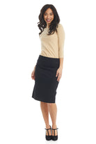 black straight pencil skirt without slit and without pockets