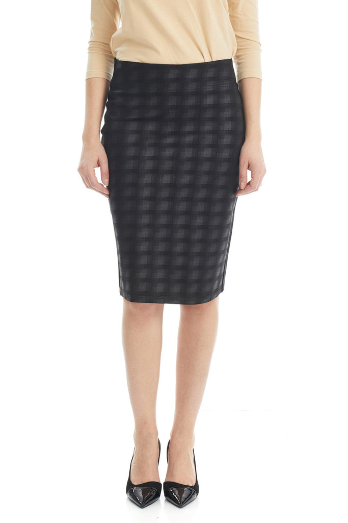black plaid modest tznius pencil officewear office skirt without slit and without pockets