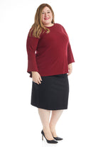 black knee length modest tznius plus size pencil skirt without slit and without pockets