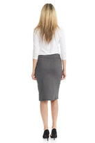 black and white jaquard straight office below the knee pencil skirt without slit and without pockets