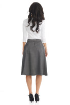 black and white jacquard tznius flary below the knee office skirt for women