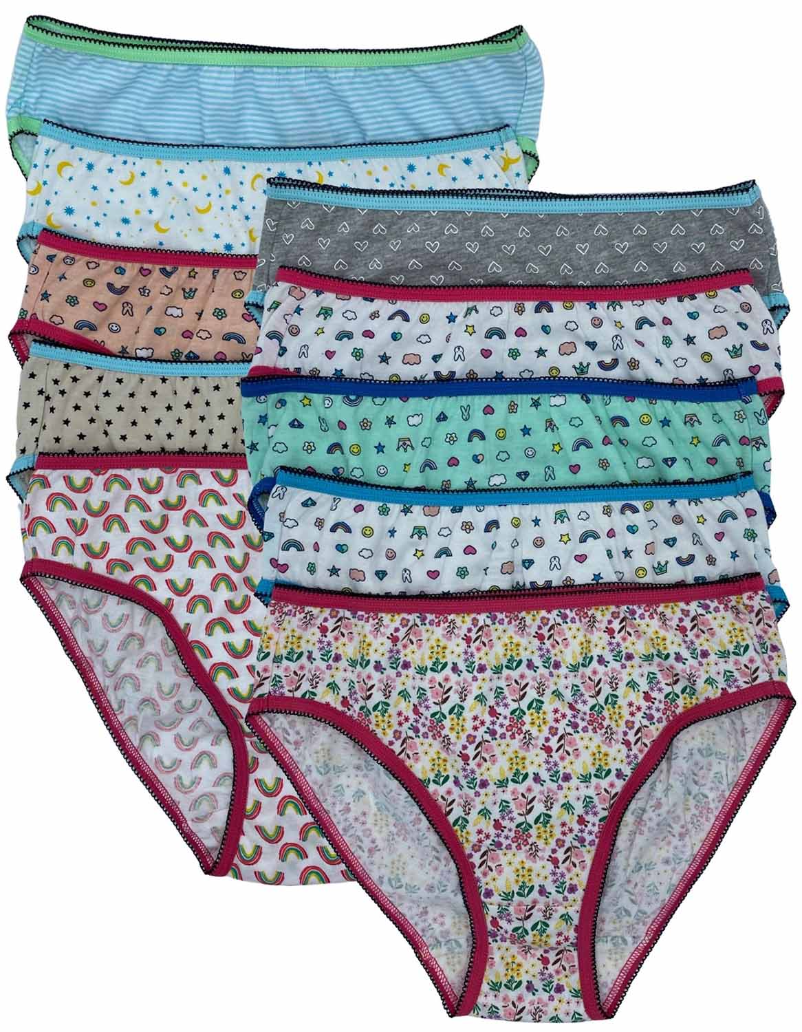 Cotton Hi-Cut Underwear for Girls in Assorted Colors