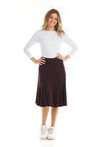 Espresso Brown Below Knee Length Modest A-Line Skirt 'Florence' - Premium skirt from Esteez - Just $44! Shop now at Esteez