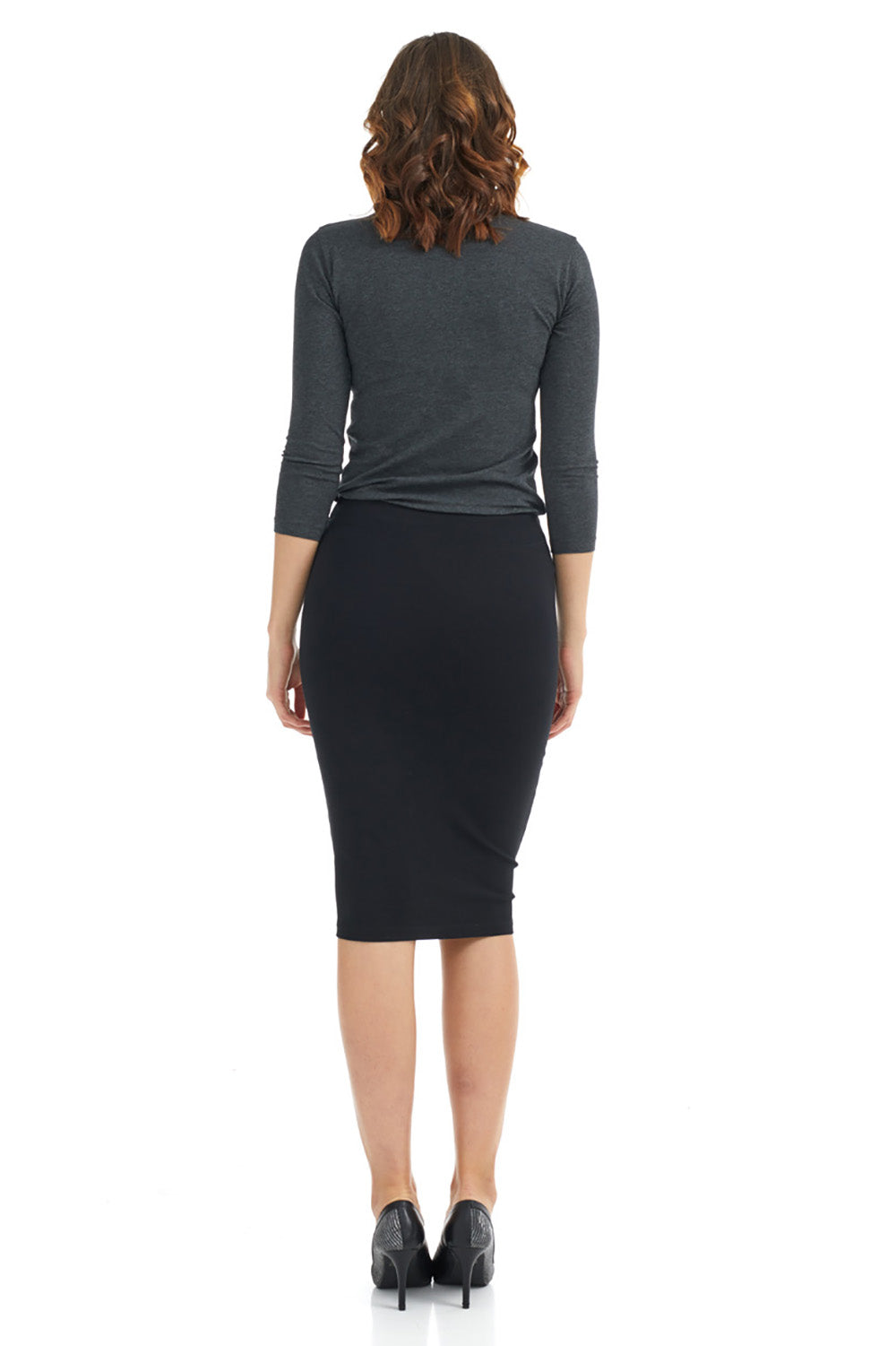 black knee length pencil skirt for women