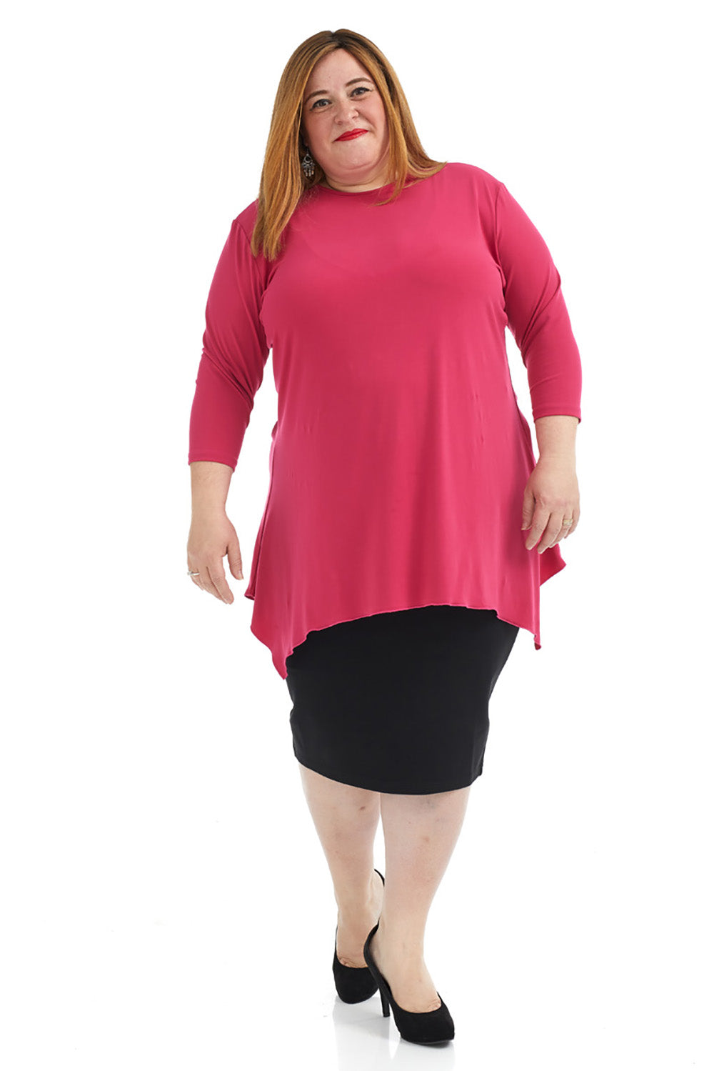 black modest plus size pencil skirt without slit for women