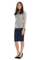 navy blue modest pencil skirt without slit for women