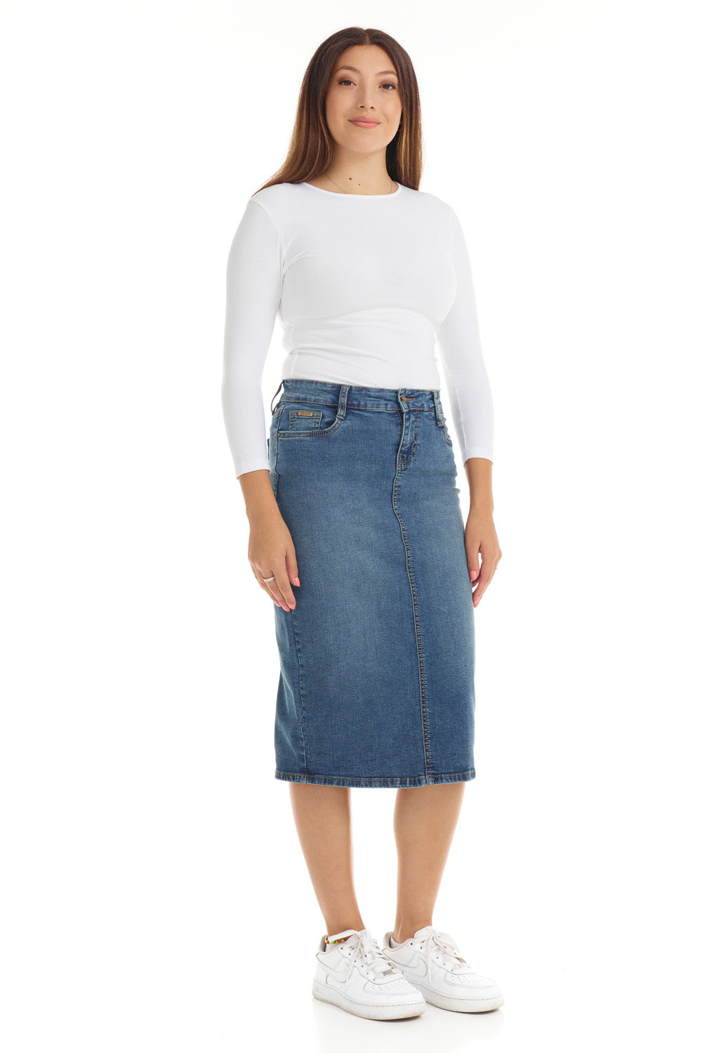 a.n.a Womens High Rise Midi Denim Skirt, Color: Deep Indigo - JCPenney