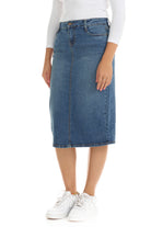 modest midi pencil jean skirt for women