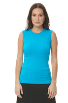 vibrant blue sleeveless tank top for layering