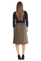 knee length green modest skirt with pockets