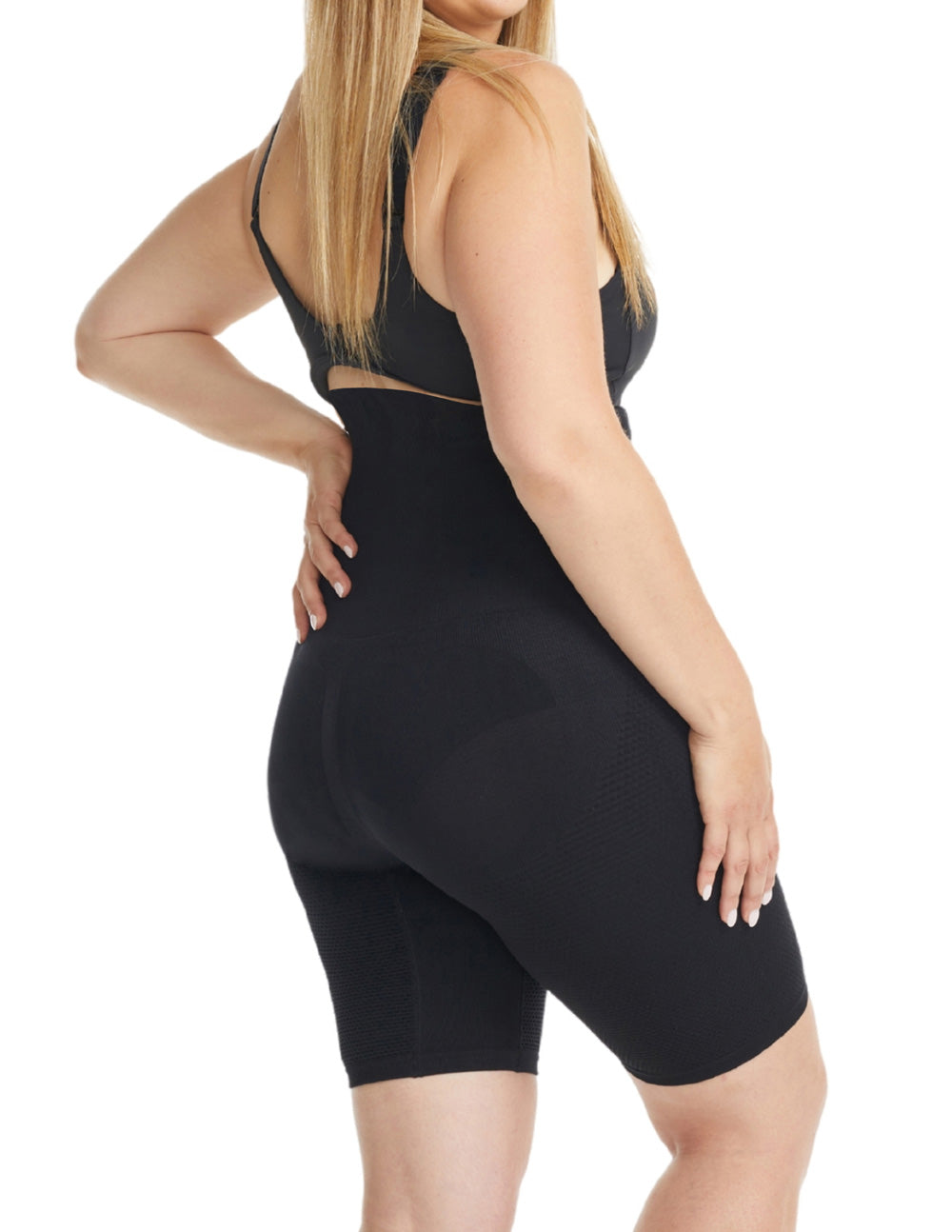 black plus size control top shapewear biker shorts for chafing