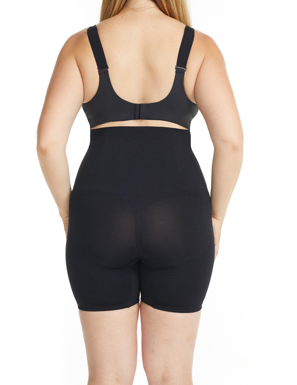 Black plus size control top shapewear shorts for chafing