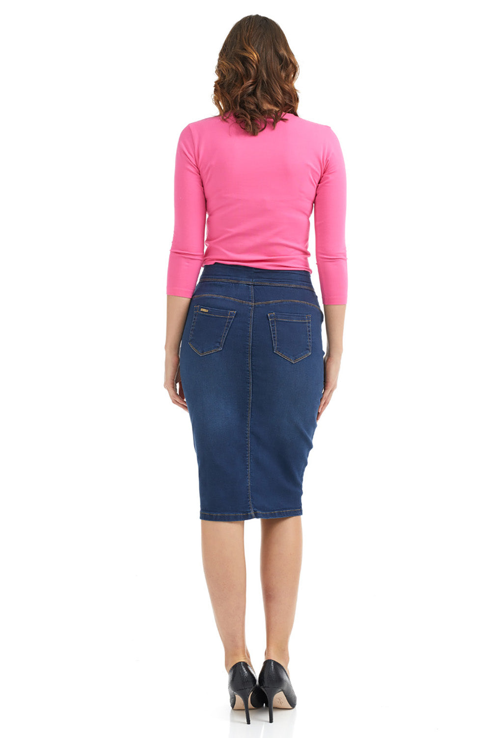 tznius blue jean pencil skirt without pockets or slits