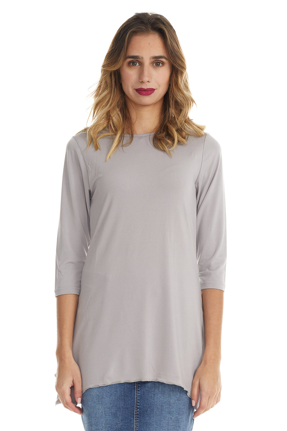 grey 3/4 sleeve tunic t-shirt